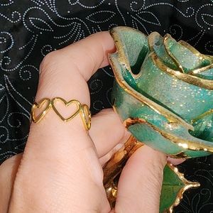 18k Gold Dainty Hearts Ring ADJUSTABLE open-back, 8